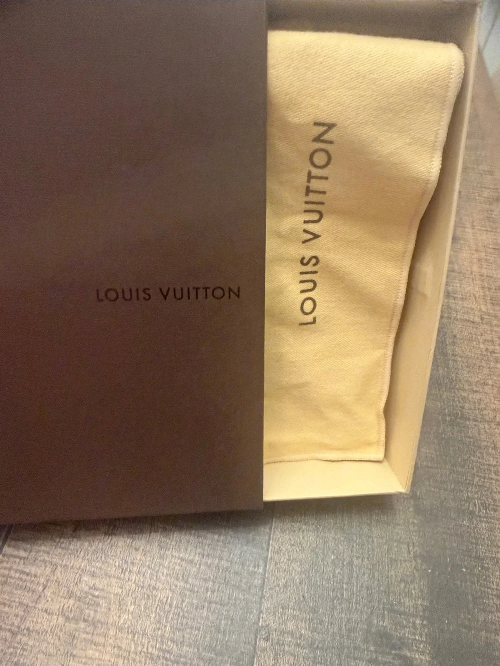 Louis Vuitton Beige Dust Bag with Brown Box Sleeve